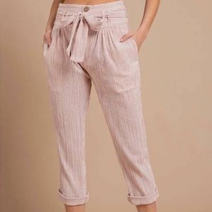 Free People Runors Textured Tie Waist Red and White Striped Trousers Size 0